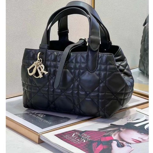 Dior Women CD Small Dior Toujours Bag Black Macrocannage Calfskin