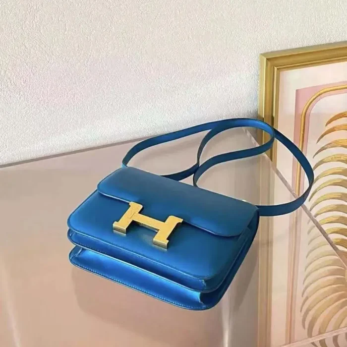 Hermes Women Constance 24 Bag Box Leather-Blue/Gold