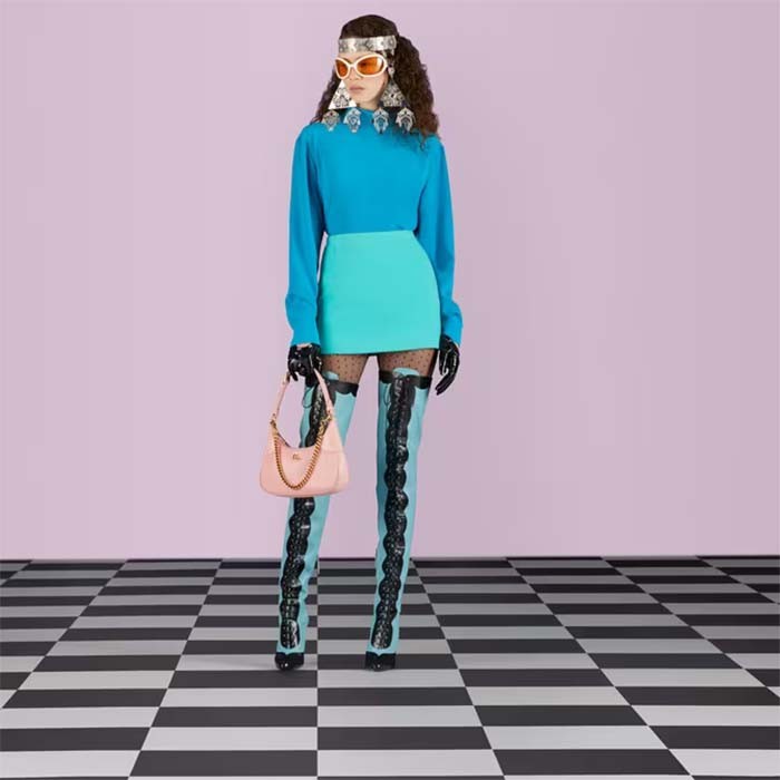 Gucci Women GG Aphrodite Small Shoulder Bag Light Pink Soft Leather Double G