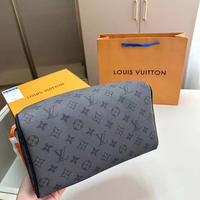 Louis Vuitton LV Unisex Dopp Kit Toilet Pouch Monogram Eclipse Coated Canvas