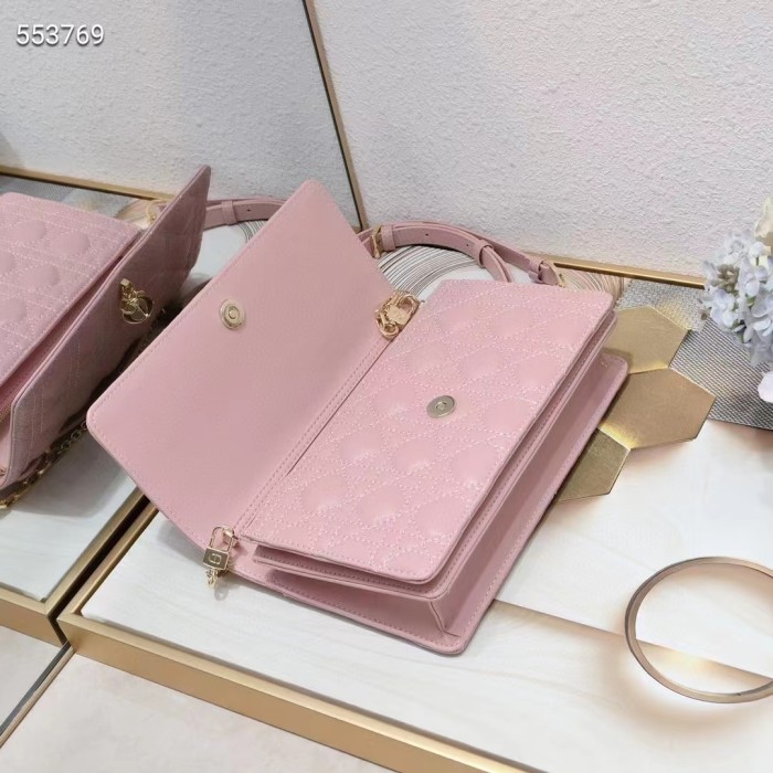 Dior Women CD Miss Dior Top Handle Bag Melocoton Pink Cannage Lambskin