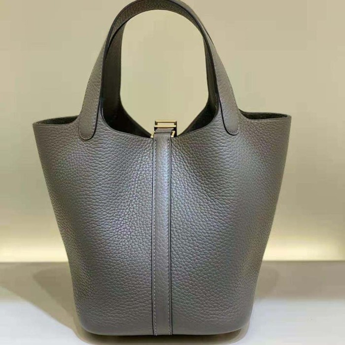 Hermes Women Picotin Lock 18cm in Cowhide leather-Gray