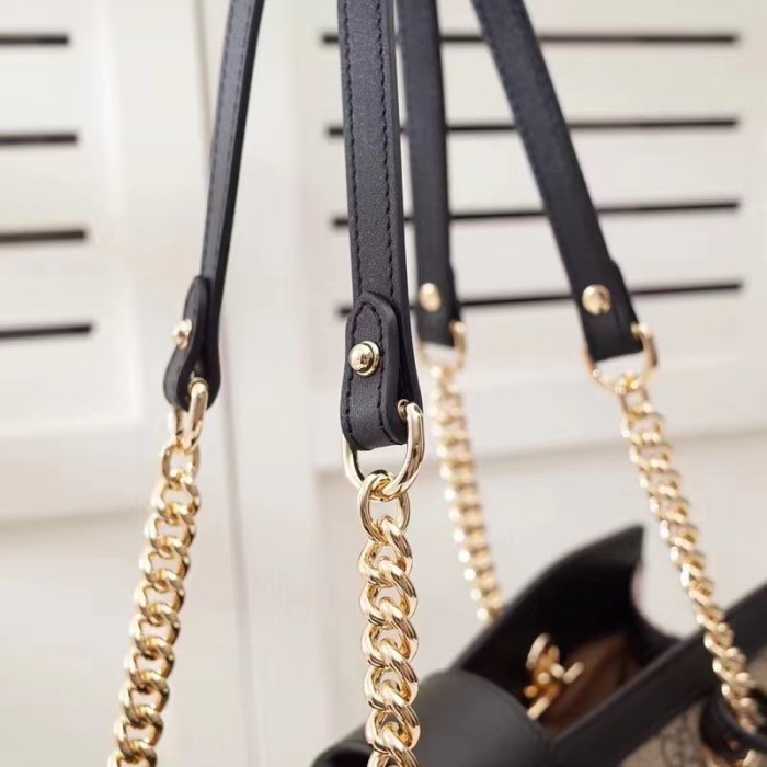 Gucci Women Padlock GG Small Shoulder Bag Brown Beige Ebony Supreme Canvas