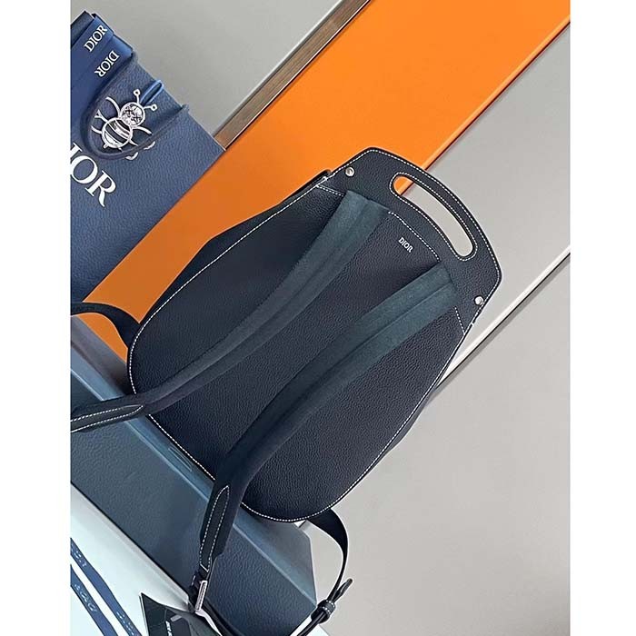 Dior Unisex CD Gallop Backpack Black Grained Calfskin Flap Front Saddle Flap