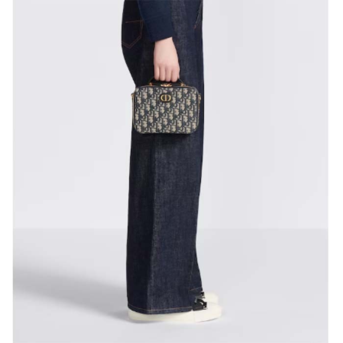 Dior Unisex CD 30 Montaigne Box Bag Blue Multicolor Dior Oblique Jacquard