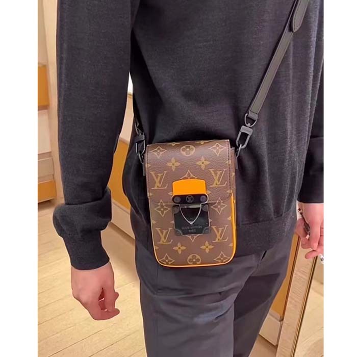 Louis Vuitton LV Unisex S-Lock Vertical Wearable Wallet Radiant Sun Monogram Macassar Coated Canvas