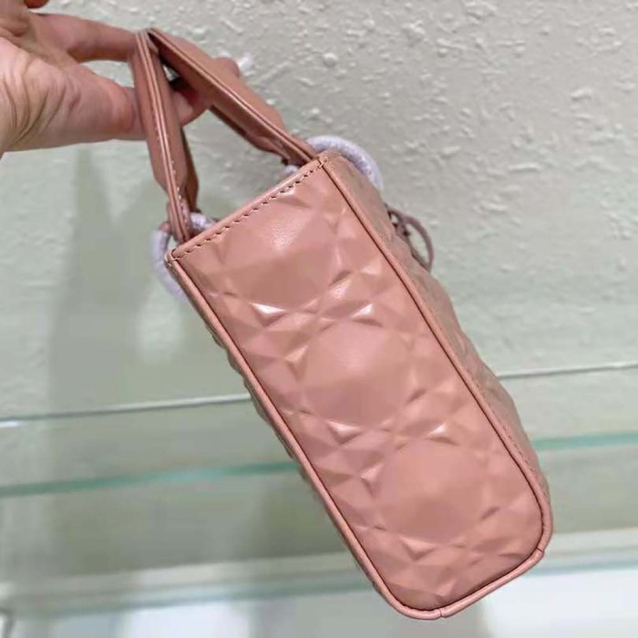 Dior Women Lady D-Joy Bag Rose Des Vents Cannage Calfskin with Diamond Motif