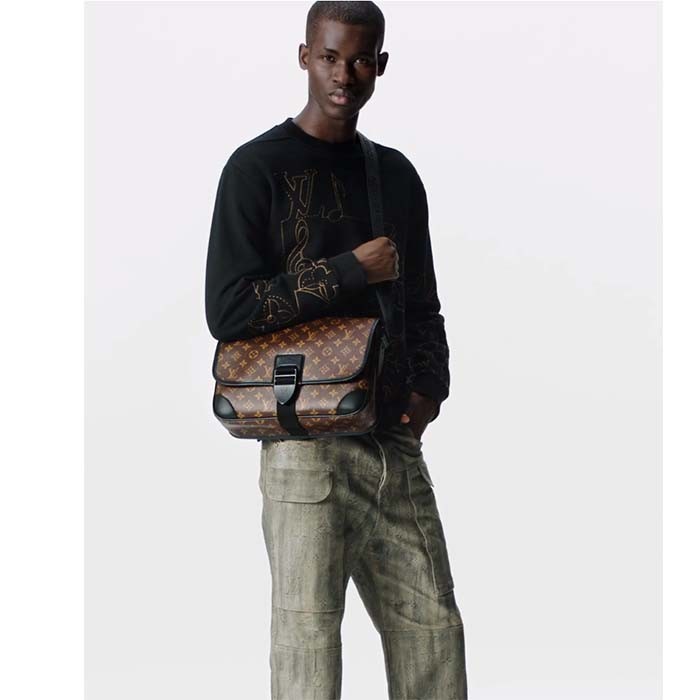 Louis Vuitton LV Unisex Archy Messenger MM Bag Monogram Macassar Coated Canvas