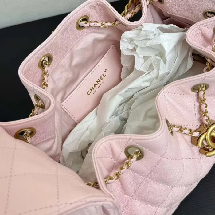 Chanel Women 25 Small Handbag Grained Calfskin Gold Tone Metal-Pink