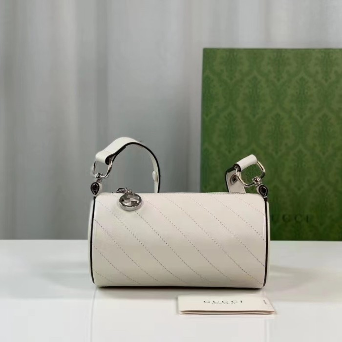 Gucci Women GG Blondie Mini Shoulder Bag Round Interlocking G White Leather