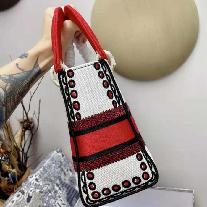 Dior Women Medium Lady D-lite Bag Latte Multicolor Cupidon Embroidery