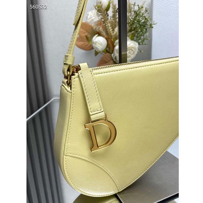 Dior CD Women Saddle Rodeo Pouch Pastel Yellow Goatskin
