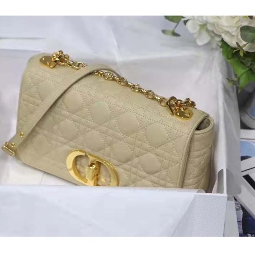 Dior Women CD Medium Dior Caro Bag Beige Supple Cannage Calfskin