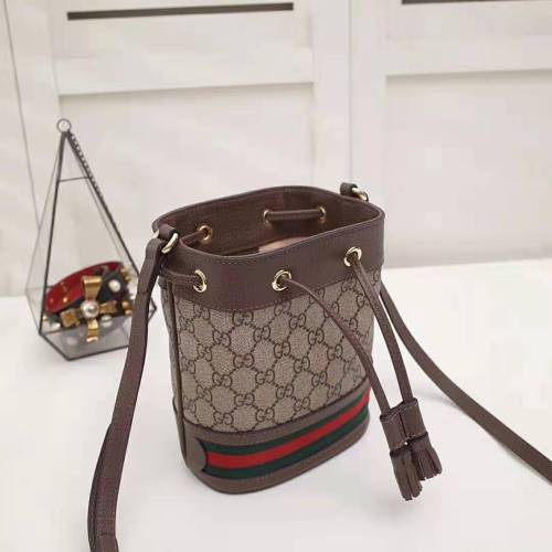 Gucci GG Women Ophidia Mini GG Bucket Bag-Brown