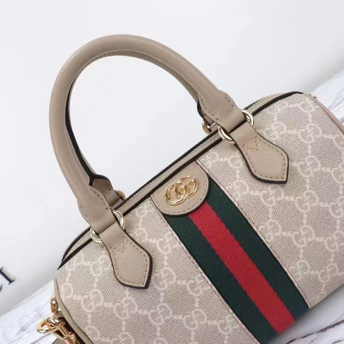 Gucci GG Unisex Ophidia GG Mini Top Handle Bag Beige White GG Supreme Canvas