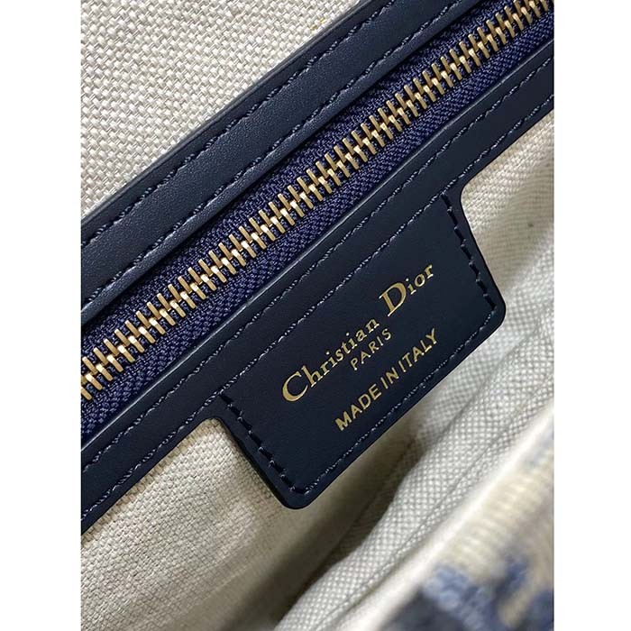 Dior Women Saddle Bag Strap Blue Dior Oblique Jacquard CD Signature Interior Back Pocket
