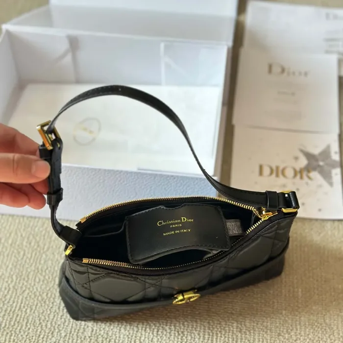 Dior Women Miss Caro Cigale Mini Bag Black Macrocannage Lambskinh Yellow Multicolor Dior Chardons Motif