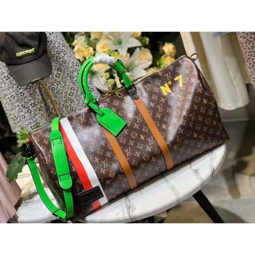 Louis Vuitton LV Unisex Keepall 55 Monogram Coated Canvas Cowhide Leather