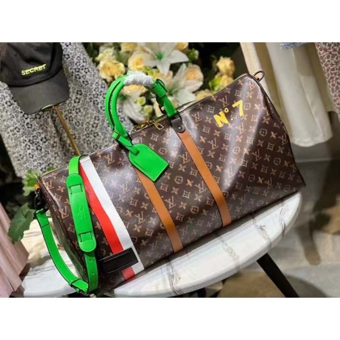 Louis Vuitton LV Unisex Keepall 55 Monogram Coated Canvas Cowhide Leather