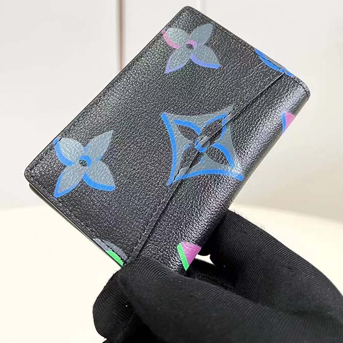 Louis Vuitton LV Unisex Pocket Organizer Black Borealis Calf Leather Textile Lining