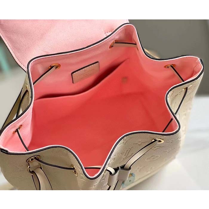 Louis Vuitton LV Unisex Montsouris Backpack Monogram Empreinte Embossed White Leather