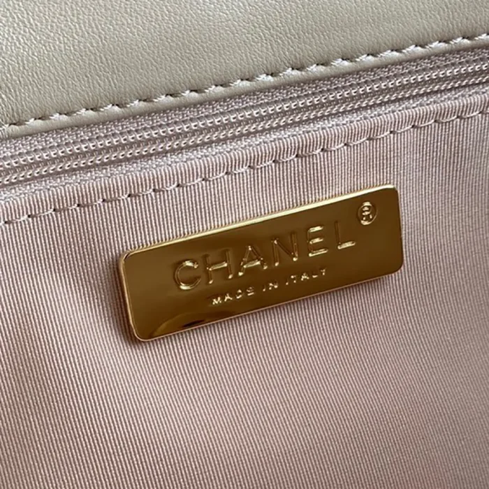 Chanel Women 19 Handbag Shiny Lambskin Gold-Tone Silver-Tone & Ruthenium-Beige