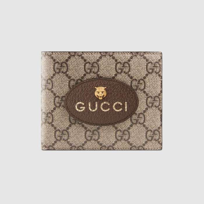 Gucci GG Unisex Neo Vintage GG Supreme Wallet in Beige/Ebony GG Supreme Canvas