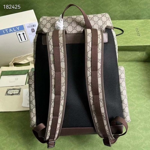 Gucci Unisex Skateboard Backpack Web Beige Ebony GG Supreme Canvas