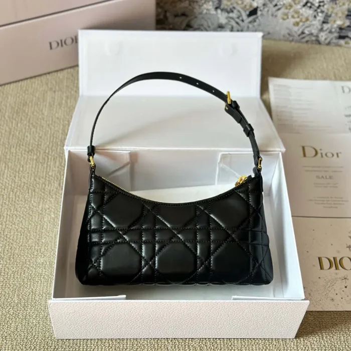 Dior Women Miss Caro Cigale Mini Bag Black Macrocannage Lambskinh Yellow Multicolor Dior Chardons Motif