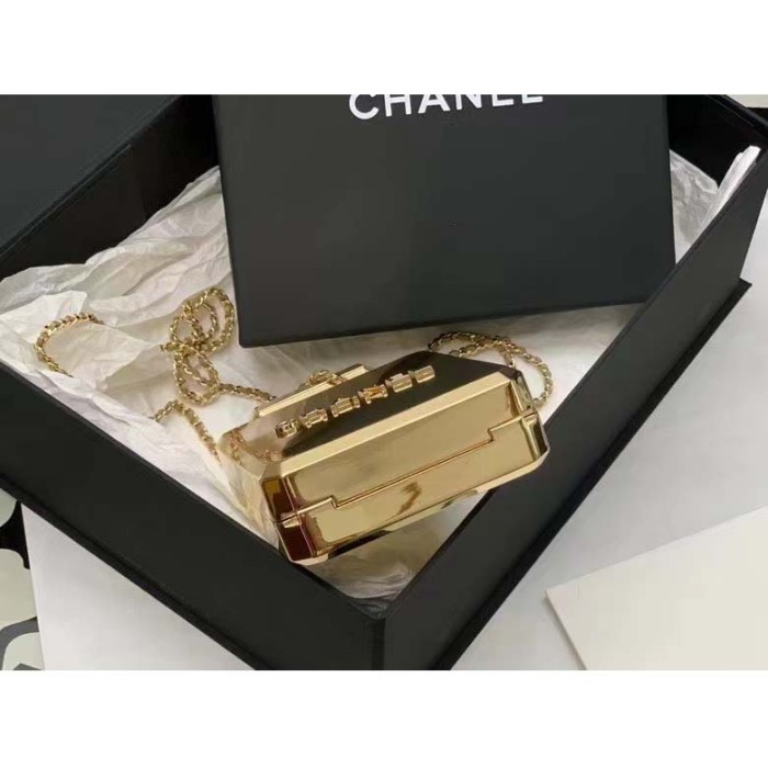 Chanel Women CC Evening Bag Metal Gold