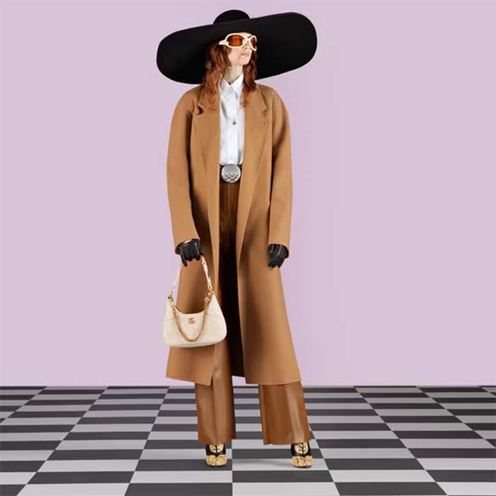 Gucci Women GG Aphrodite Small Shoulder Bag White Soft Leather Double G