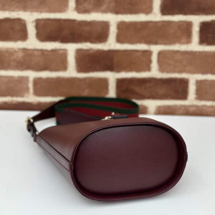 Gucci Women GG Mini Bucket Shoulder Bag Rosso Ancora Leather Hook Closure