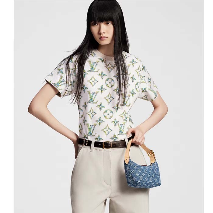 Louis Vuitton LV Unisex Hills Pochette Denim Blue GOTS Certified Cotton Monogram Denim