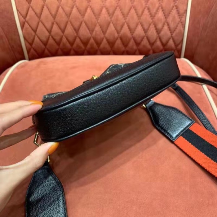 Gucci Women Jackie 1961 Mini Shoulder Bag Black Ivory GG Denim Jacquard