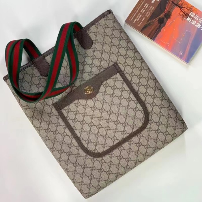 Gucci Unisex Ophidia GG Small Tote Bag Beige Ebony GG Supreme Canvas
