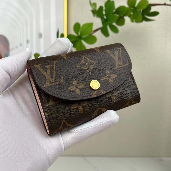 Louis Vuitton LV Unisex Rosalie Coin Purse Rose Ballerine Pink Monogram Coated Canvas Grained Cowhide Leather