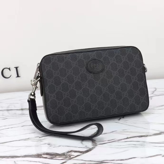 Gucci GG Unisex Ophidia GG Crossbody Bag Interlocking G Black GG Supreme Canvas Zip Closure