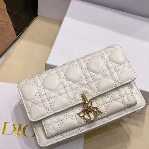 Dior Women CD Miss Dior Chain Pouch Latte Cannage Lambskin