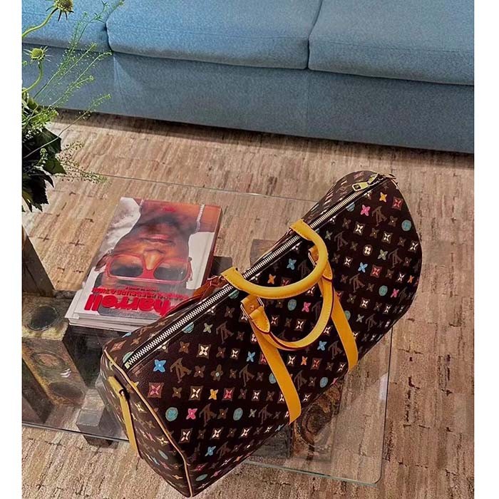 Louis Vuitton LV Unisex Keepall Bandoulière 50 Chocolate Monogram Craggy Coated Canvas M24901