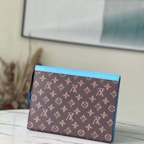 Louis Vuitton LV Unisex Pochette Voyage Monogram Coated Canvas Cowhide Leather