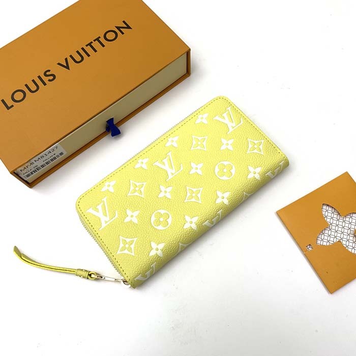 Louis Vuitton LV Unisex Zippy Wallet Yellow Monogram Empreinte Embossed Supple Grained Cowhide