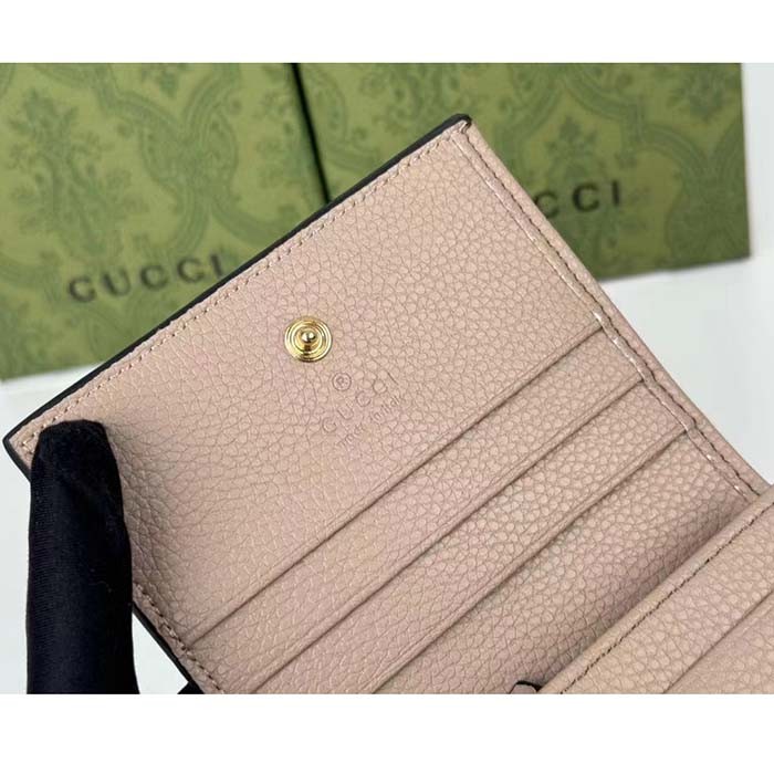 Gucci Unisex GG Marmont Card Case Wallet Double G Beige White GG Supreme Canvas Pink Leather Style ‎658610 AACFE 9543