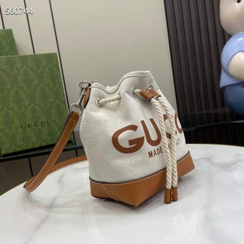 Gucci Women GG Mini Shoulder Bag Gucci Print Beige Cotton Linen Canvas