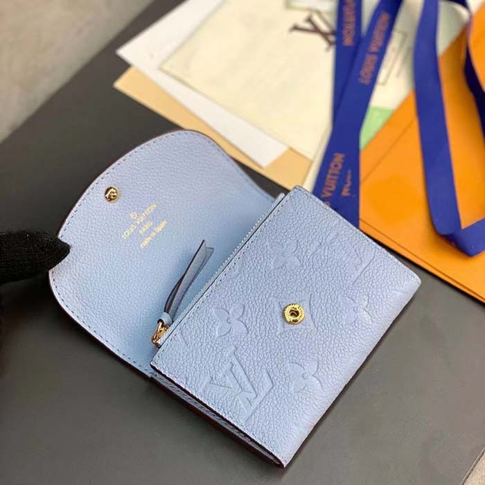 Louis Vuitton LV Unisex Rosalie Coin Purse Blue Monogram Empreinte Embossed Supple Grained Cowhide Leather