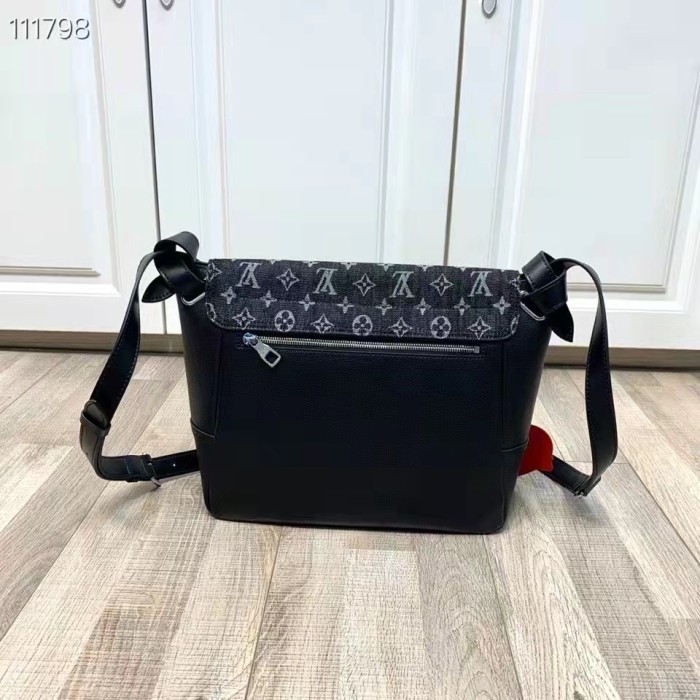 Louis Vuitton LV Unisex Besace Tokyo Black Monogram Denim Taurillon Leather