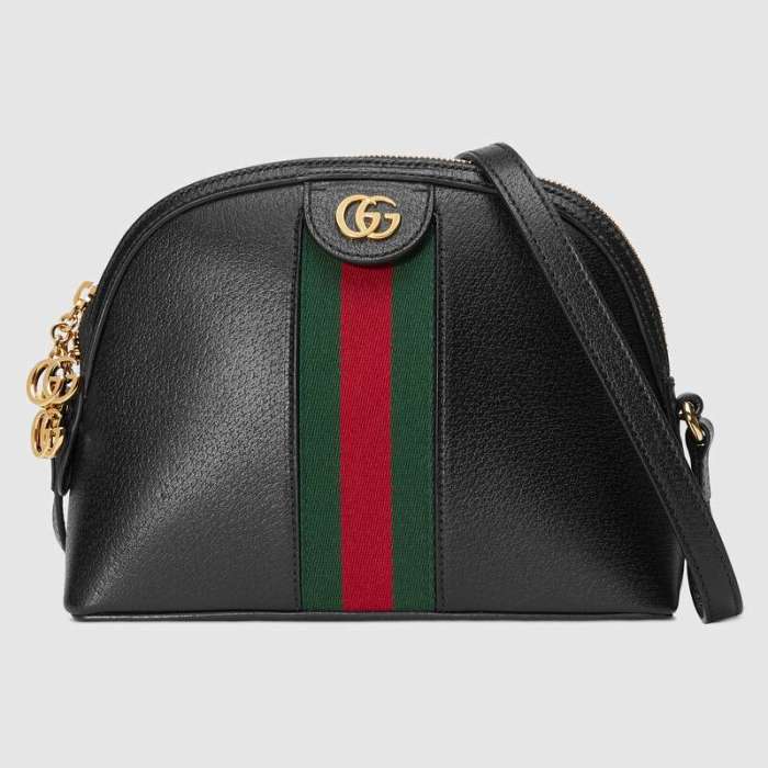 Gucci GG Women Ophidia Small Shoulder Bag in Leather Green and Red Web