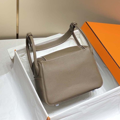 Hermes Women Lindy 26 in Clemence Leather-Gray/Silver