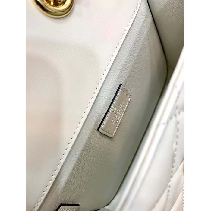 Gucci Women GG Deco Mini Shoulder Bag White Quilted Leather Interlocking G