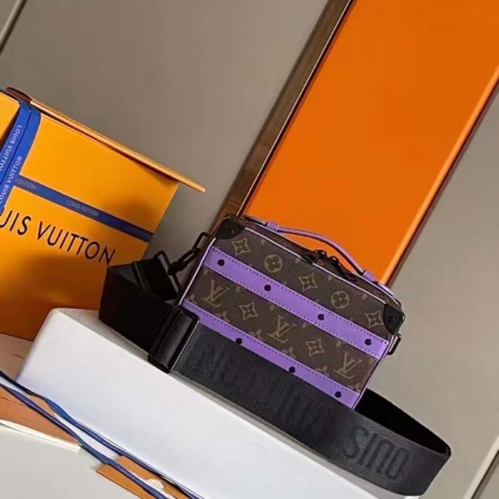 Louis Vuitton LV Unisex Handle Soft Trunk Monogram Macassar Coated Canvas Purple Cowhide