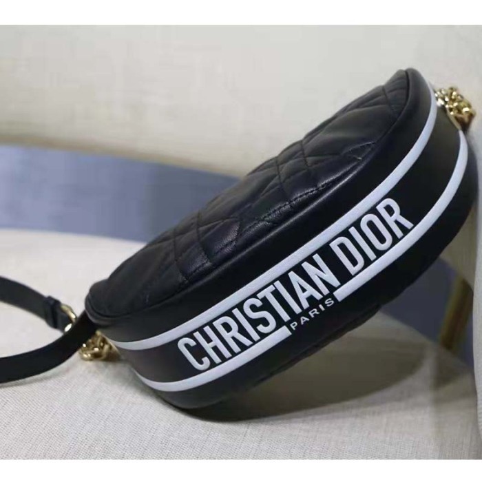 Dior Women CD Small Dior Vibe Hobo Bag Black Cannage Lambskin